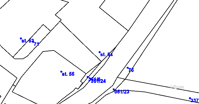 Parcela st. 54 v KÚ Polní Voděrady, Katastrální mapa