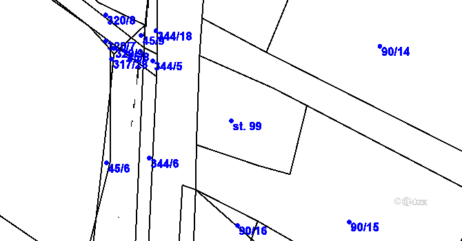 Parcela st. 99 v KÚ Polní Voděrady, Katastrální mapa