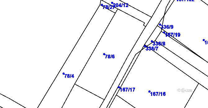 Parcela st. 78/6 v KÚ Polní Voděrady, Katastrální mapa