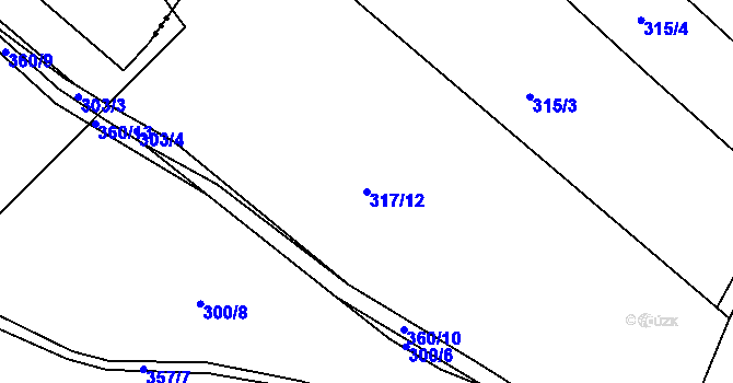 Parcela st. 317/12 v KÚ Polní Voděrady, Katastrální mapa