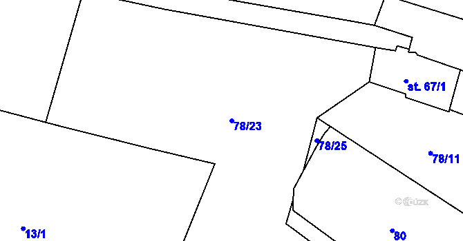 Parcela st. 78/23 v KÚ Polní Voděrady, Katastrální mapa