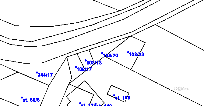 Parcela st. 108/20 v KÚ Polní Voděrady, Katastrální mapa