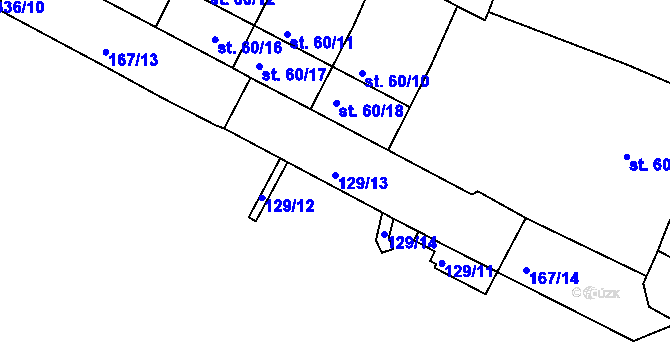 Parcela st. 129/13 v KÚ Polní Voděrady, Katastrální mapa
