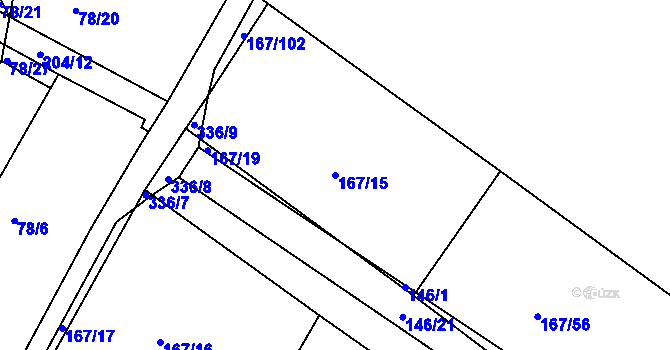 Parcela st. 167/15 v KÚ Polní Voděrady, Katastrální mapa
