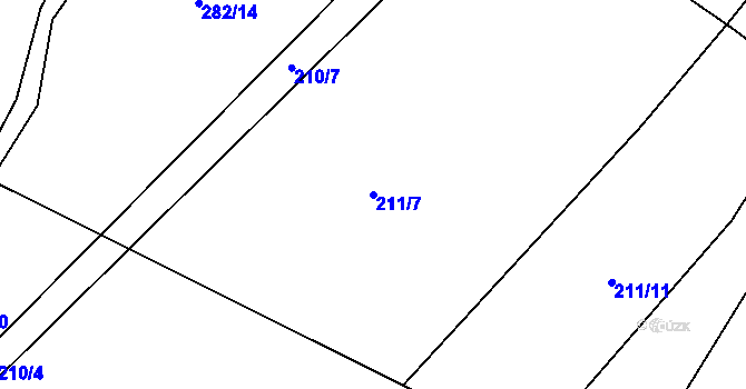 Parcela st. 211/7 v KÚ Polní Voděrady, Katastrální mapa