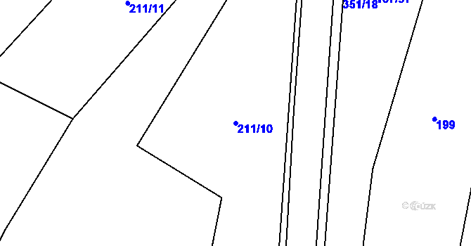 Parcela st. 211/10 v KÚ Polní Voděrady, Katastrální mapa