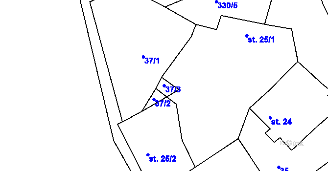 Parcela st. 37/3 v KÚ Polní Voděrady, Katastrální mapa