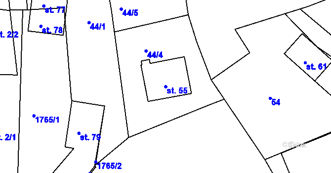 Parcela st. 55 v KÚ Dolní Jablonná, Katastrální mapa