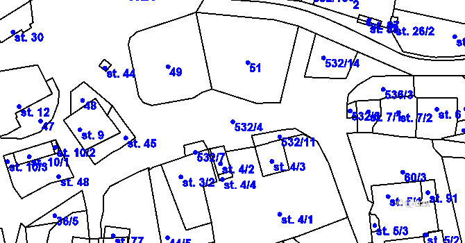 Parcela st. 532/4 v KÚ Dolní Jablonná, Katastrální mapa
