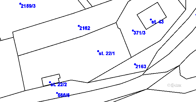 Parcela st. 22/1 v KÚ Dolní Jablonná, Katastrální mapa