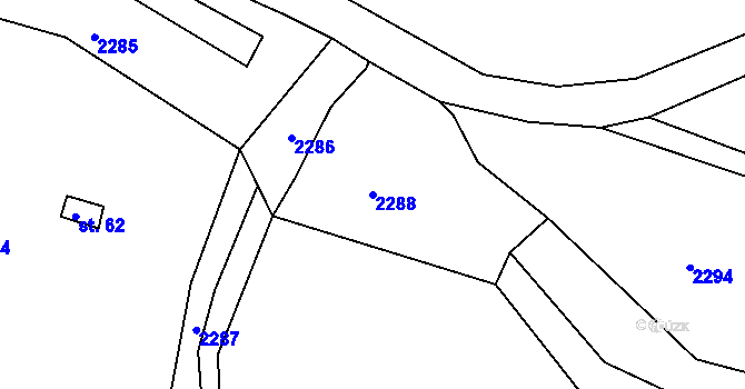 Parcela st. 2288 v KÚ Dolní Jablonná, Katastrální mapa