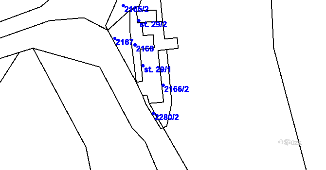 Parcela st. 2166/2 v KÚ Dolní Jablonná, Katastrální mapa