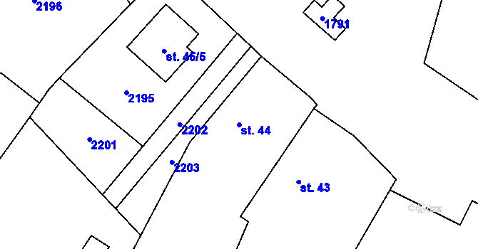 Parcela st. 44 v KÚ Dolní Jadruž, Katastrální mapa