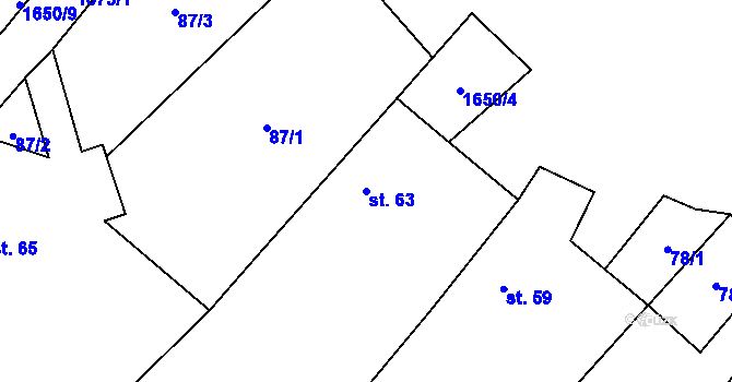Parcela st. 63 v KÚ Dolní Jadruž, Katastrální mapa