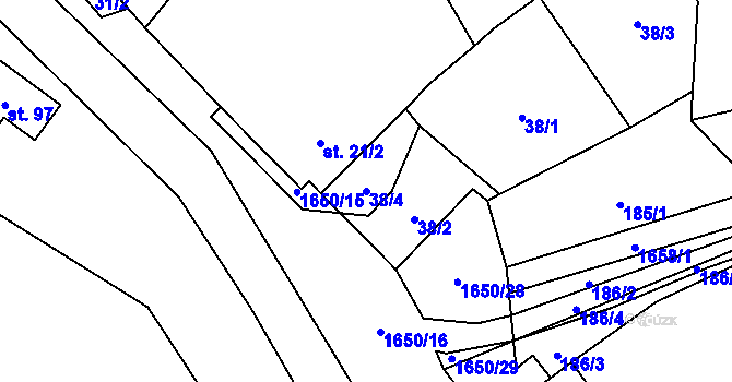 Parcela st. 38/4 v KÚ Dolní Jadruž, Katastrální mapa