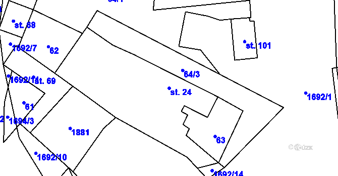 Parcela st. 24 v KÚ Dolní Jamné, Katastrální mapa