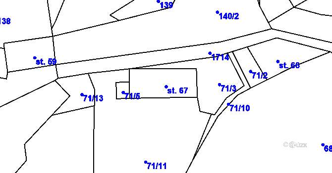 Parcela st. 67 v KÚ Dolní Jamné, Katastrální mapa
