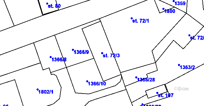 Parcela st. 72/3 v KÚ Dolní Jamné, Katastrální mapa