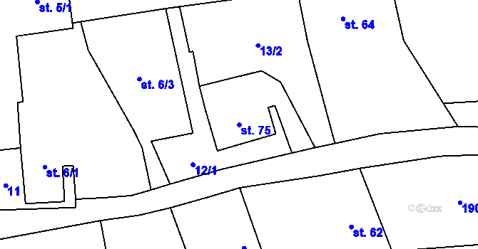 Parcela st. 75 v KÚ Dolní Jamné, Katastrální mapa