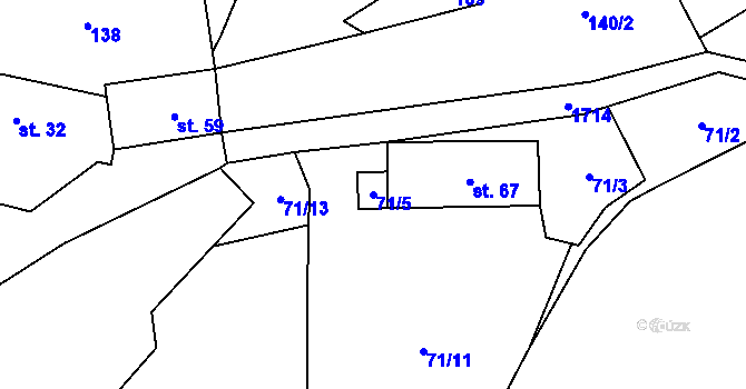 Parcela st. 71/5 v KÚ Dolní Jamné, Katastrální mapa