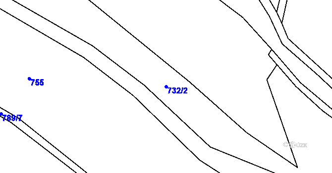 Parcela st. 732/2 v KÚ Dolní Jamné, Katastrální mapa
