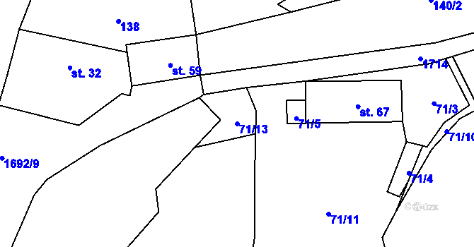 Parcela st. 71/13 v KÚ Dolní Jamné, Katastrální mapa