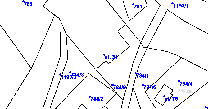 Parcela st. 34 v KÚ Žernovník u Dolního Jamného, Katastrální mapa