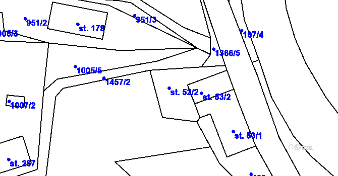 Parcela st. 52/2 v KÚ Dolní Kalná, Katastrální mapa