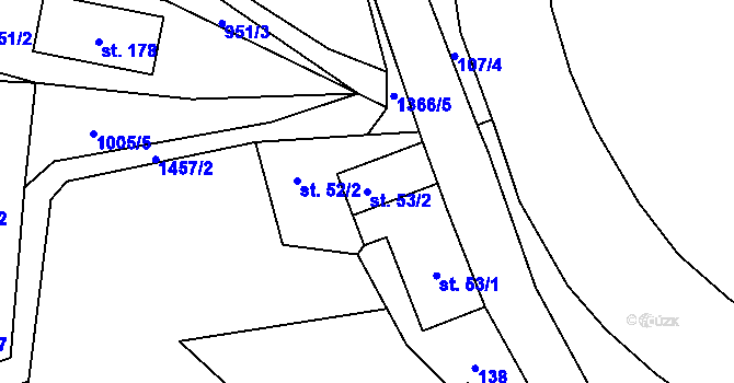 Parcela st. 53/2 v KÚ Dolní Kalná, Katastrální mapa