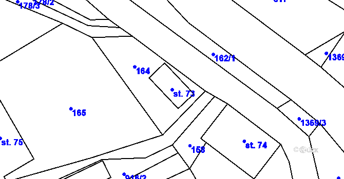 Parcela st. 73 v KÚ Dolní Kalná, Katastrální mapa