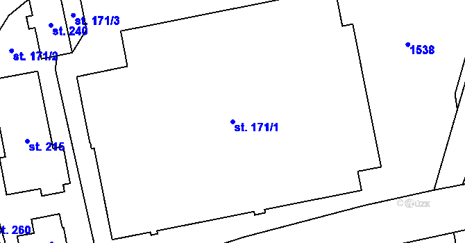 Parcela st. 171/1 v KÚ Dolní Kalná, Katastrální mapa