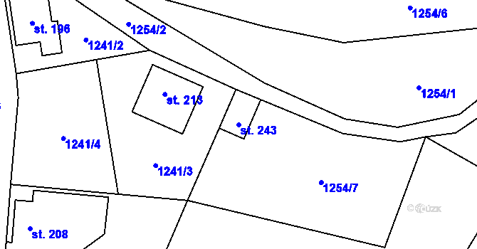 Parcela st. 243 v KÚ Dolní Kalná, Katastrální mapa