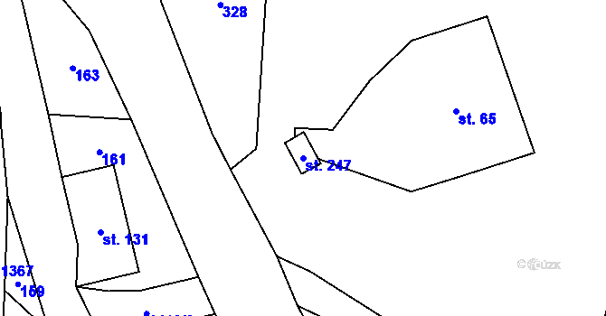 Parcela st. 247 v KÚ Dolní Kalná, Katastrální mapa