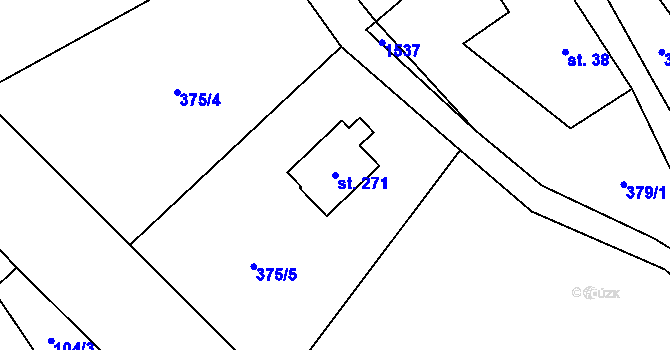 Parcela st. 271 v KÚ Dolní Kalná, Katastrální mapa