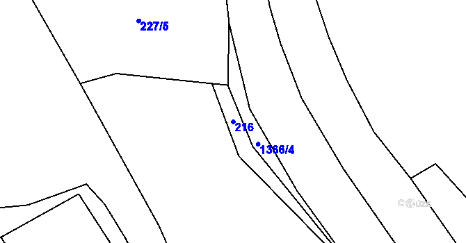 Parcela st. 216 v KÚ Dolní Kalná, Katastrální mapa