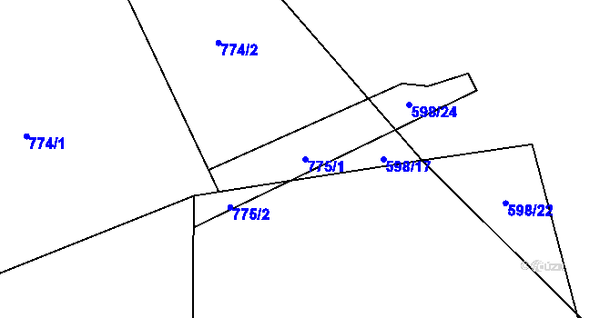 Parcela st. 775/1 v KÚ Dolní Kalná, Katastrální mapa