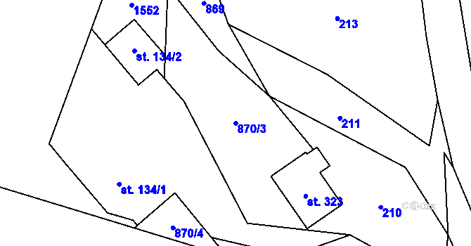 Parcela st. 870/3 v KÚ Dolní Kalná, Katastrální mapa