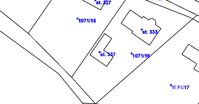 Parcela st. 337 v KÚ Dolní Kalná, Katastrální mapa
