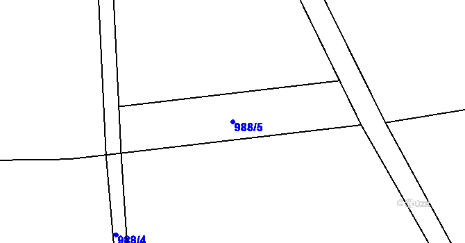 Parcela st. 988/5 v KÚ Dolní Kalná, Katastrální mapa