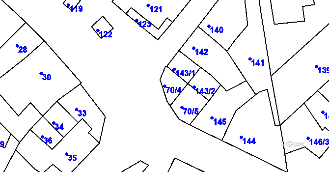 Parcela st. 70/4 v KÚ Dolní Kounice, Katastrální mapa