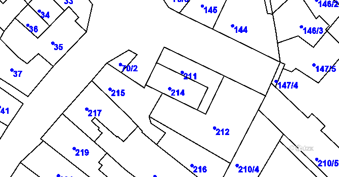 Parcela st. 214 v KÚ Dolní Kounice, Katastrální mapa