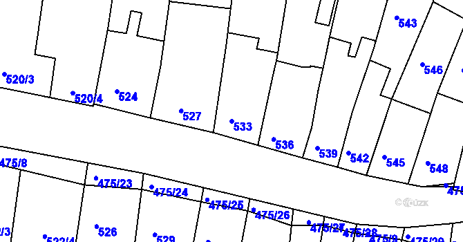 Parcela st. 533 v KÚ Dolní Kounice, Katastrální mapa