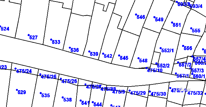 Parcela st. 542 v KÚ Dolní Kounice, Katastrální mapa