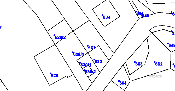Parcela st. 631 v KÚ Dolní Kounice, Katastrální mapa