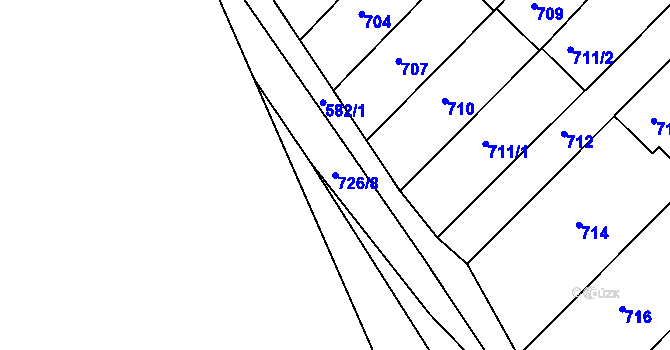 Parcela st. 726/8 v KÚ Dolní Kounice, Katastrální mapa