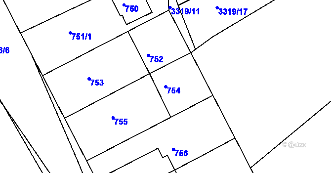 Parcela st. 754 v KÚ Dolní Kounice, Katastrální mapa