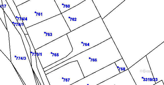 Parcela st. 764 v KÚ Dolní Kounice, Katastrální mapa