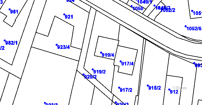 Parcela st. 919/4 v KÚ Dolní Kounice, Katastrální mapa