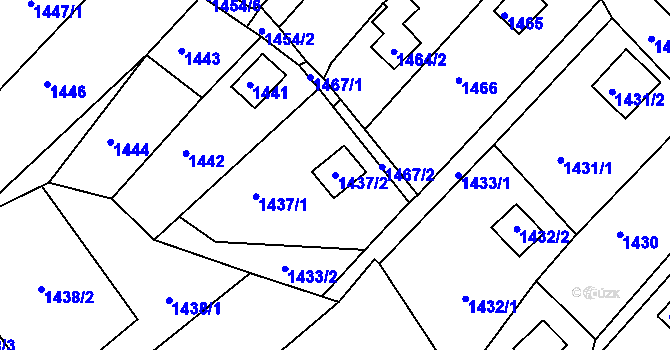 Parcela st. 1437/2 v KÚ Dolní Kounice, Katastrální mapa