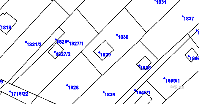 Parcela st. 1829 v KÚ Dolní Kounice, Katastrální mapa